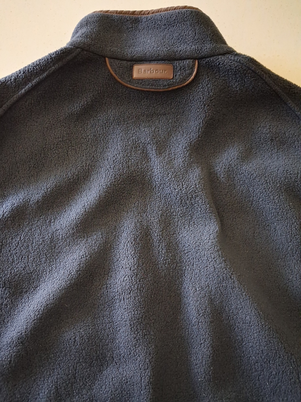 Barbour Men's Dark Navy Zip-Up Fleece with Brown Trim